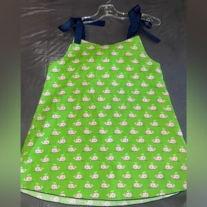 Green Dress with Pink Whale Pattern